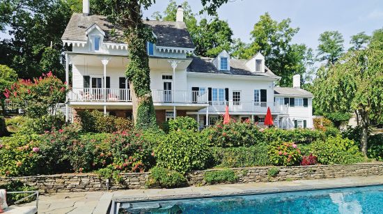 A historic home that once belonged to Ethan Hawke and Uma Thurman has hit the market for $3.295million USD in Snedens Landing, New York. Nicknamed locally as the "Ding Dong House" (because it was once the town library and had a ringing bell) the mansion was built 266 years ago, in 1750. It has four bedrooms, three bathrooms, and one partial bathroom. The listing from Sotheby's International Realty describes the property as: "A pre-revolutionary war Flemish farmhouse colonial, expanded in the 1860's and built in three sections with big Hudson River views". It also noted that the house has been occupied by "actors, sculptors, choreographers and other extraordinary residents for hundreds of years". Sweeping views from large rear porch overlook a "bucolic garden" with stone patios, swimming pool and entertainment area, with a private lawn near the Hudson River. It's also near a residents' tennis association and "25 minutes" away from NYC. The buyer will become neighbours with Al Pacino, Diane Sawyer, and Bill Murray, who also own homes in Snedens Landing. Angelina Jolie also lived in Snedens Landing with her mother and brother before moving to Los Angeles, where she attended high school. Broadway musical composer Jerome Robbins and Superman actress Margot Kidder and have also lived in the home. CREDIT: "Socha/Sotheby's/Splash" Pictured: "Ding Dong House" Washington Spring Road Palisades, New York United States Ref: SPL1228360  150216   Picture by: Socha/Sotheby's/Splash  Splash News and Pictures Los Angeles:310-821-2666 New York:212-619-2666 London:870-934-2666 photodesk@splashnews.com 